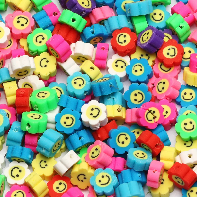 Clay Spacer Beads para Fazer Jóias, Mix Flor, Handmade, Polímero, Pulseira DIY, Colar Acessórios, 10mm, 20 PCs, 50 PCs, 100PCs