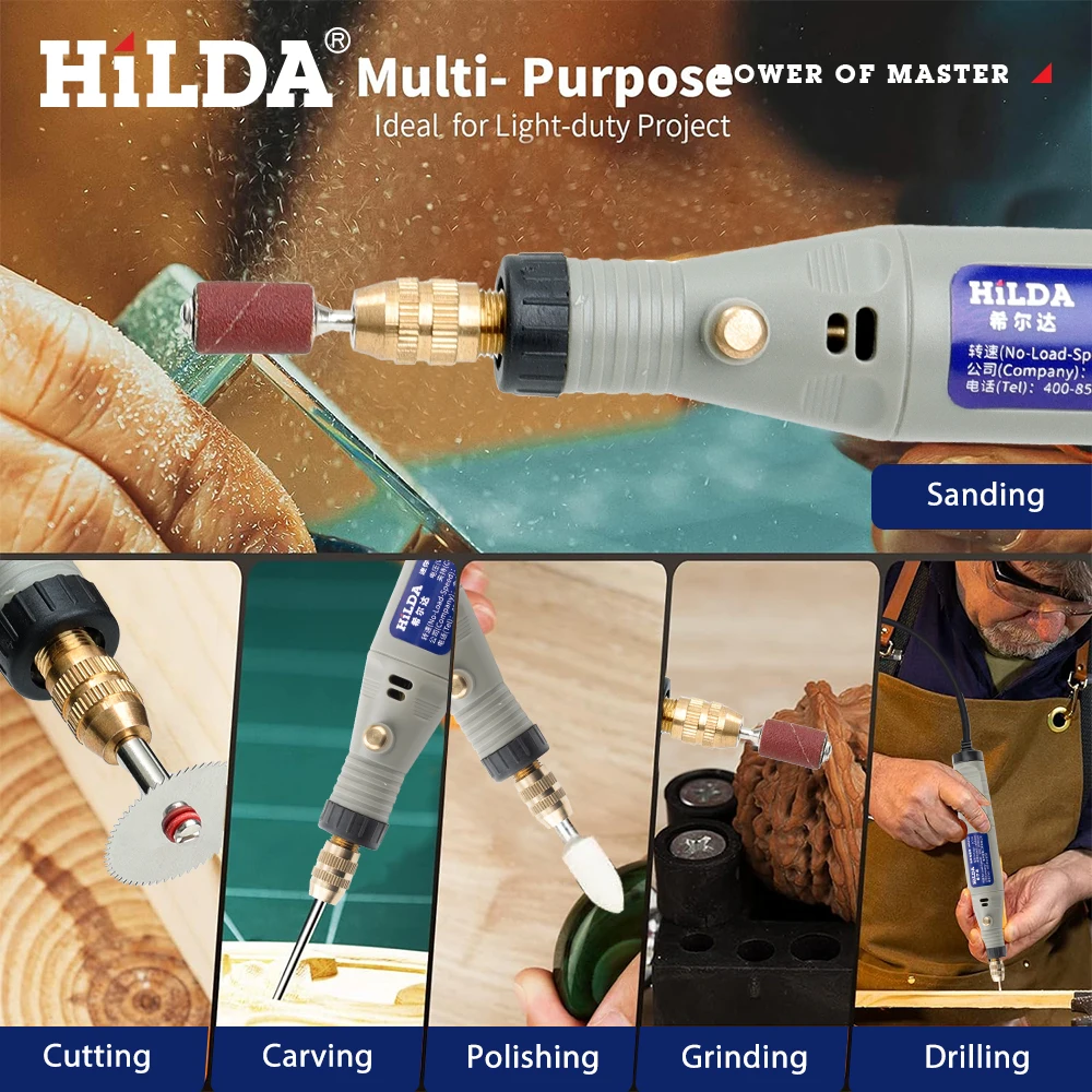 HILDA 18V Engraving Pen Mini Drill Rotary Tool With Grinding Accessories Set Multifunction Mini Engraving Pen Pet Nail Polish 2