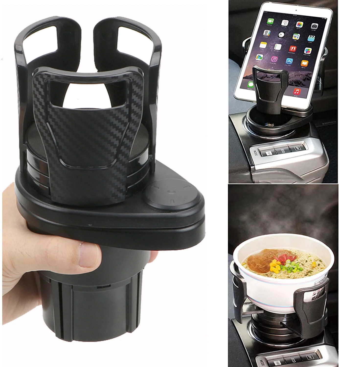 360 Rotating 2 in 1 Multifunctional Dual Cup Holder Expander Adapter Adjustable Base For Car Automotive Interior Accessories ulanzi st 07 adjustable phone holder vlog phone clip