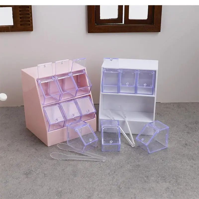 1/12 Dollhouse Simulation Candy Display Rack Drawer Cabinet Model Dollhouse Furniture Decoration Mini Supermarket Scene Ornament