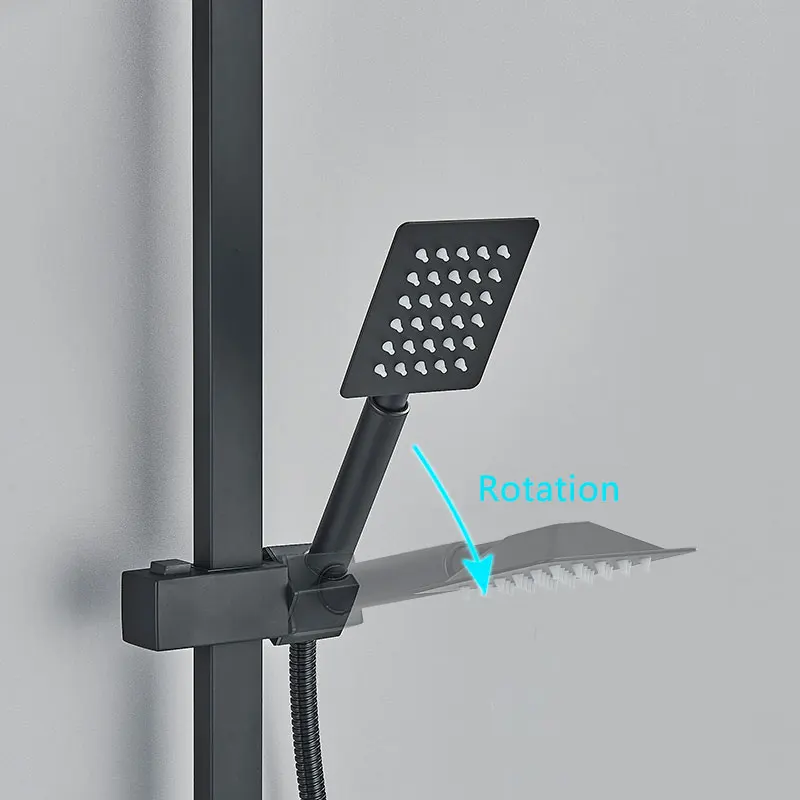 Description Picture 6 of itemBlack Brass Shower Faucet Bathroom Shower Mixer 15cm Bathtub Rotatable Long Spout Rain Shower Set Shower Spray Shower Column