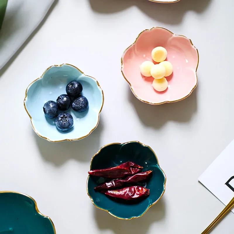 Ceramic Seasoning Plates Sakura Ceramic Seasoning Dipping Bowl Cherry Blossom Trinket Plate Sauce Porcelain Sauce Dish Plate Condiment Kitchen