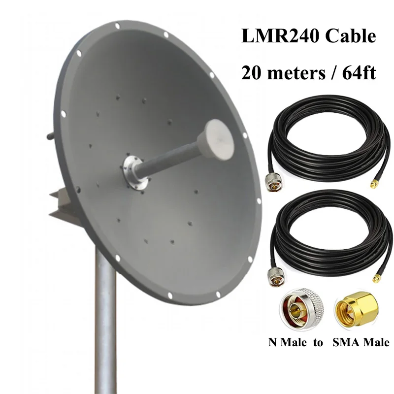 5.8G MIMO 안테나 5.8GHz 이중 편파 2x24dBi 고이득 파라볼릭 안테나..
