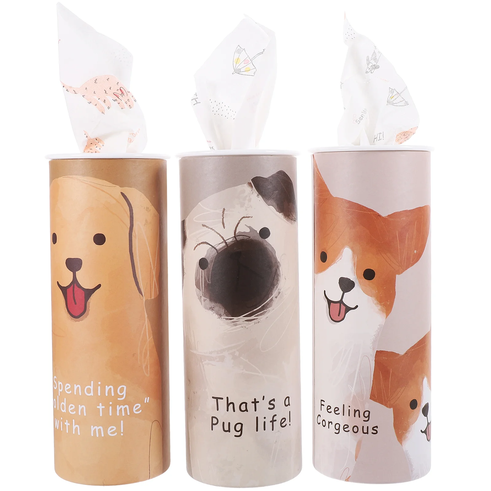 

3pcs Car Tissues with Box Car Tissue Round Tissue Holder Travel Cylinder Tissue Tubes