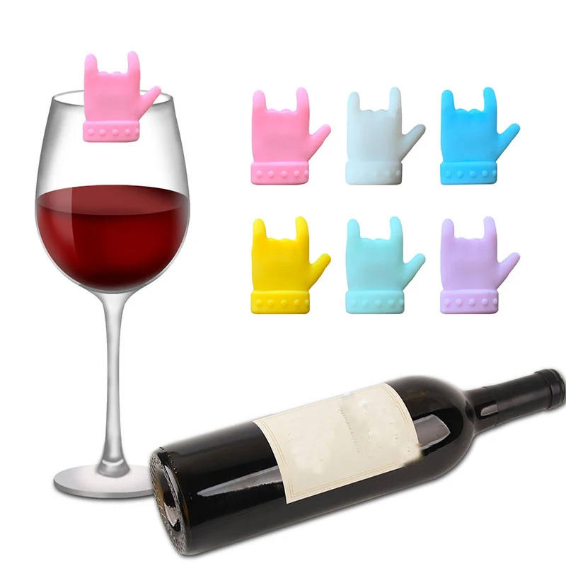 1/6/10/12pc Wine Glass Marker Wine Charms Glasses Identifier Marker Cups Glasses Markers Silicone Glass Tongue Shape Tag