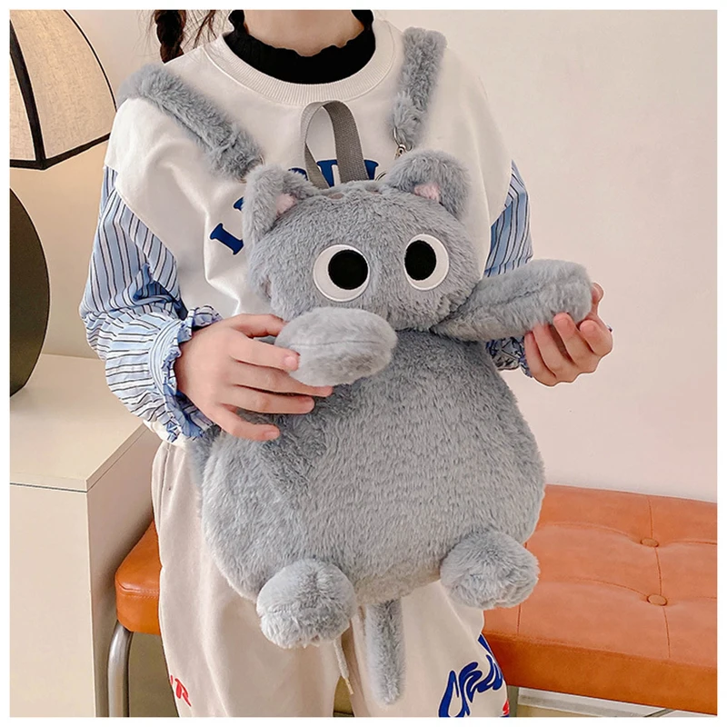 Fun Large-capacity Stuffed Animals Bags Cute Plush Big Eyes Cat