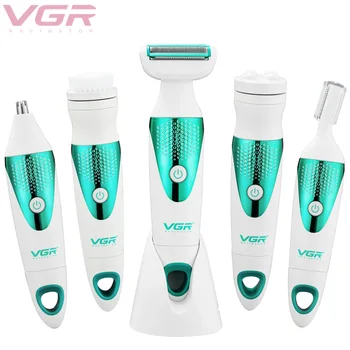 VGR 720 Personal Care (5 In 1)Shaver 3D Curved Net Epilator Body Washable Appliances Eyebrow Wash Face Massage Nose Shaving