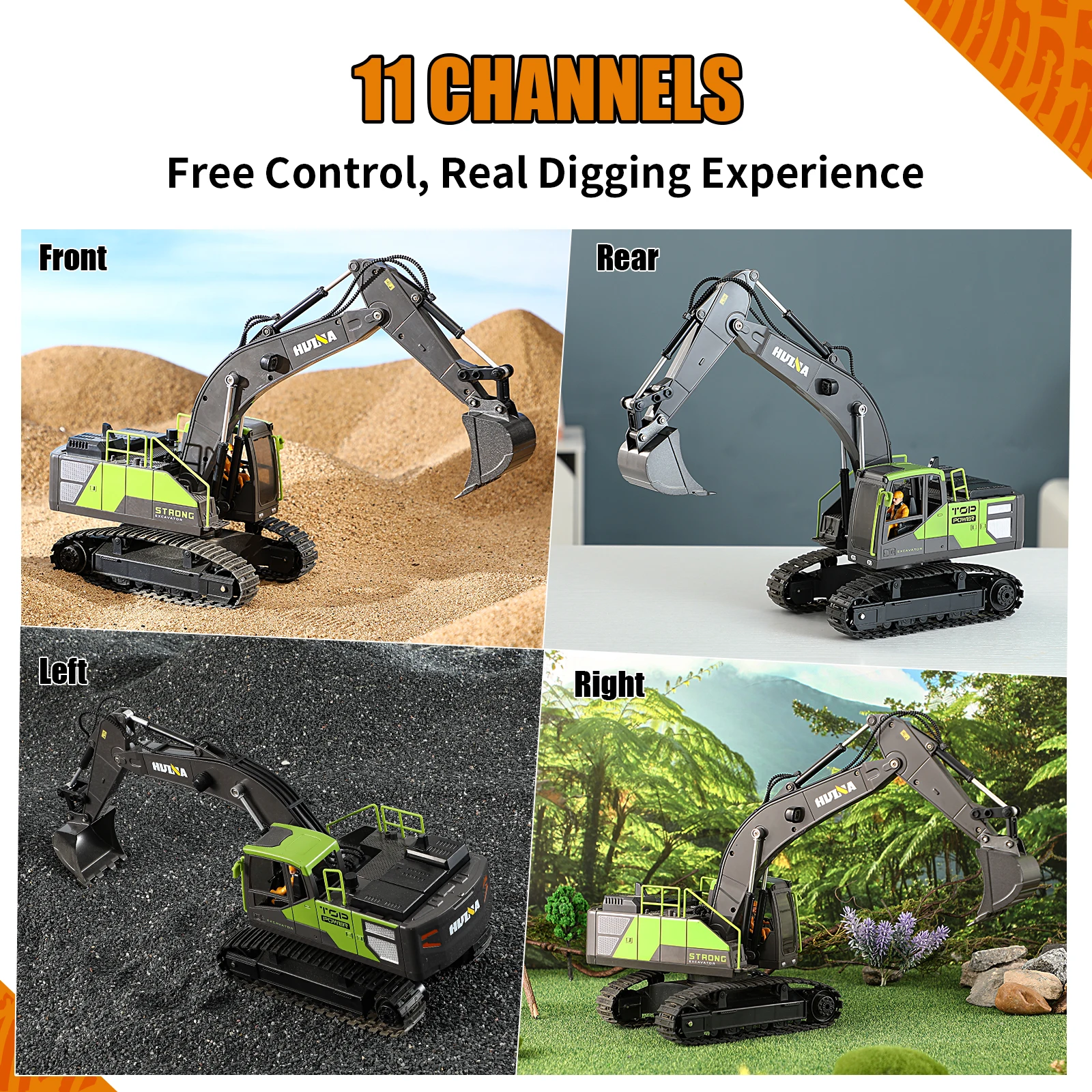 1/18 RC Excavator Dumper Truck Crawler Alloy Tractor Loader 2.4G Radio Controlled Car Engineering Toy For Boy Gift Multi-Channel 2