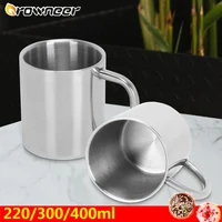 220/300/400ml Double Wall Anti Scalding Coffee Mug Insulated Portable Stainless Steel Polishing Beer Tea Juice Drinking Cup 1