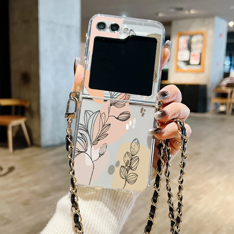 Silikonski ovitek s cvetličnim potiskom za Samsung Galaxy Z Flip 6 5 4 3 5G, zložljiv, z mehko kovinsko vrvico za Samsung Z Flip5._voghion.com