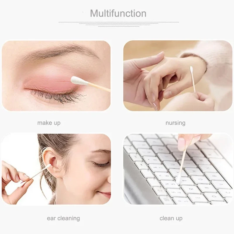Baby Cotton Swabs Double Tips Ear and Nose Multifunctional Cleaning Stick Bamboo Cotton Swab Buds Makeup Cleaning Kid Baby cotton swabs