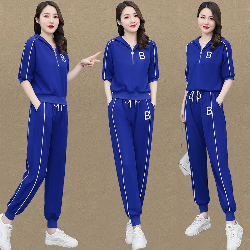 Women Hooded T-Shirt And Sports Pant Sets Female 2022 Summer New Korean  Fashion Temperament Thin Two Piece Suit Elegant White - AliExpress