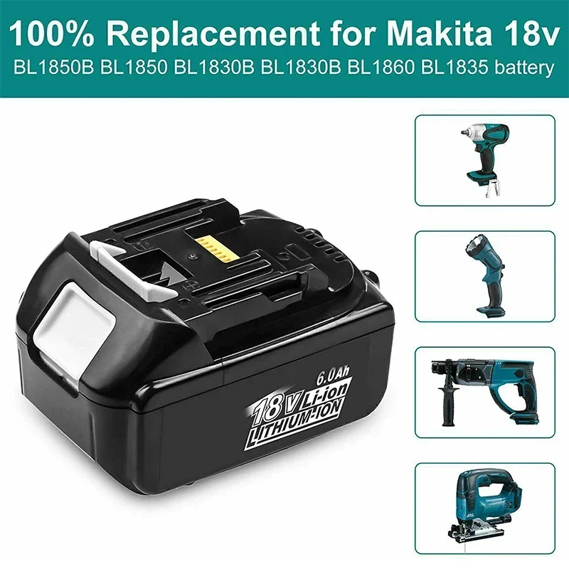 

Перезаряжаемая литиевая батарея для Makita 18 в 6,0 Ач 9,0 Ач, электроинструмент BL1860 BL1850B BL1850 BL1840 BL1830, сменная батарея