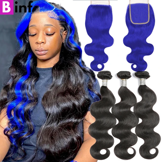 blue curly weave