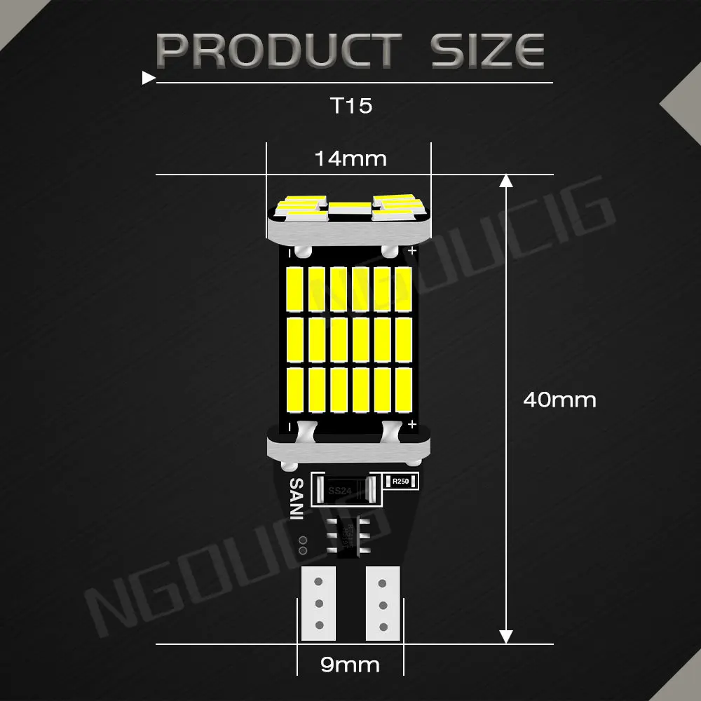 NGOUCIG LED  7440 7443 1156 1157 W16W WY21W W21W W21W W21W  ڵ ȣ , P21W BA15S BAY15D T20 T15, 2 