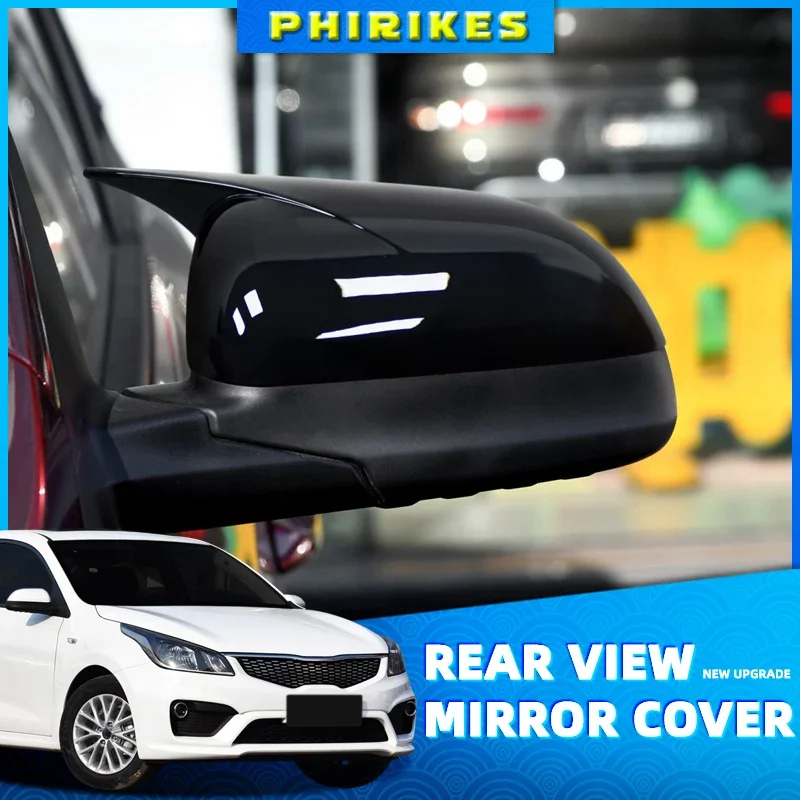 

For KIA K2 KX CROSS 2017-2020 RIO 4 2017-2023 Car Rearview Side Mirror Cover Horn Wing Cap Exterior Door Trim Sticker Carbon