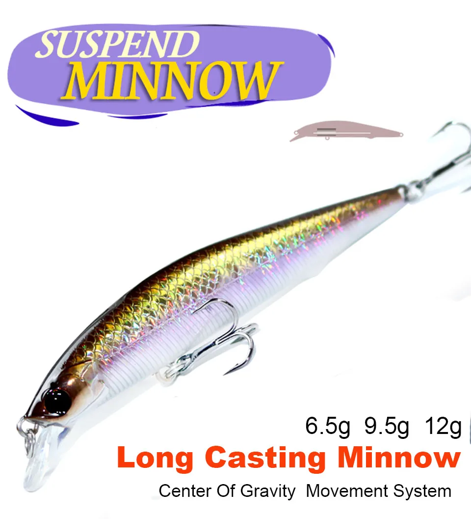 Jerkbait Suspend Minnow 6,5 g/9,5 g/12 g Angelköder Weitwurf Künstlicher Harter Köder Trolling Wobbler für Barsch-Hechtangeln – Detail 1