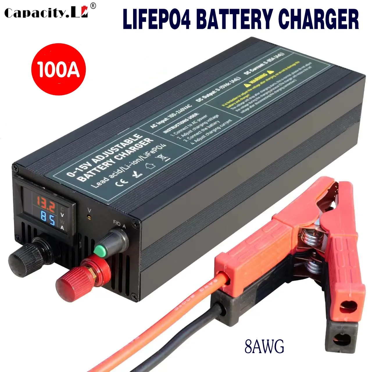 12v lifepo4 charger 100a12.6v14.6v lithium battery charger aluminum case 110v220v adjustable