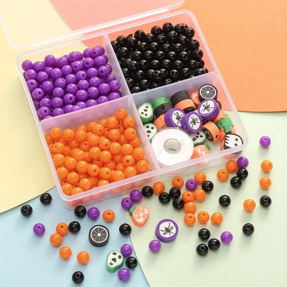 1 Box Halloween Polymer Clay Beads Charms Friendship Bracelet Necklace Earring Jewelry Making Kit Accessories for DIY