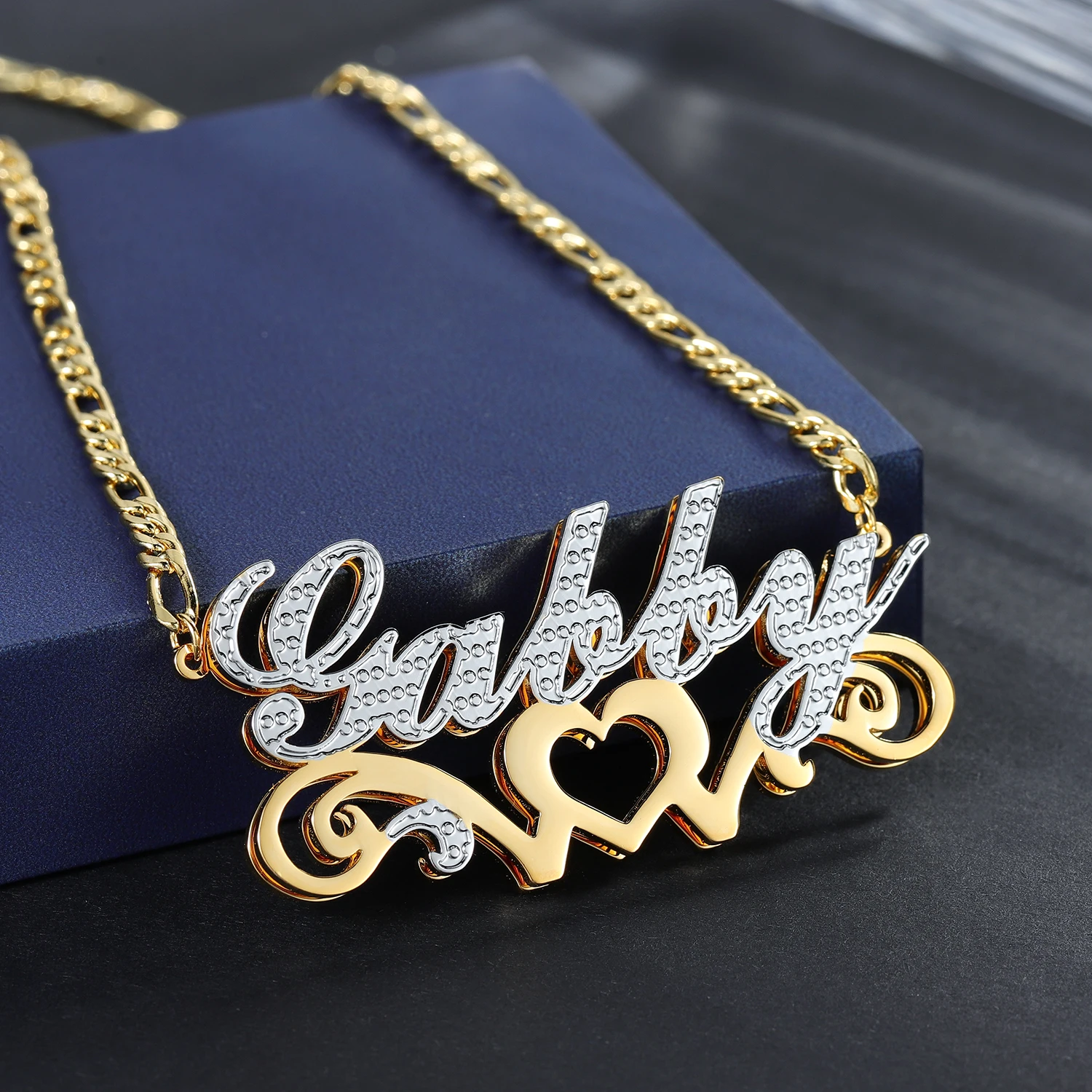 Customized Necklace Double Plated Heavenly Love Name Necklace For Women Name Plate Stainless Steel Name Pendant Charm Jewelry