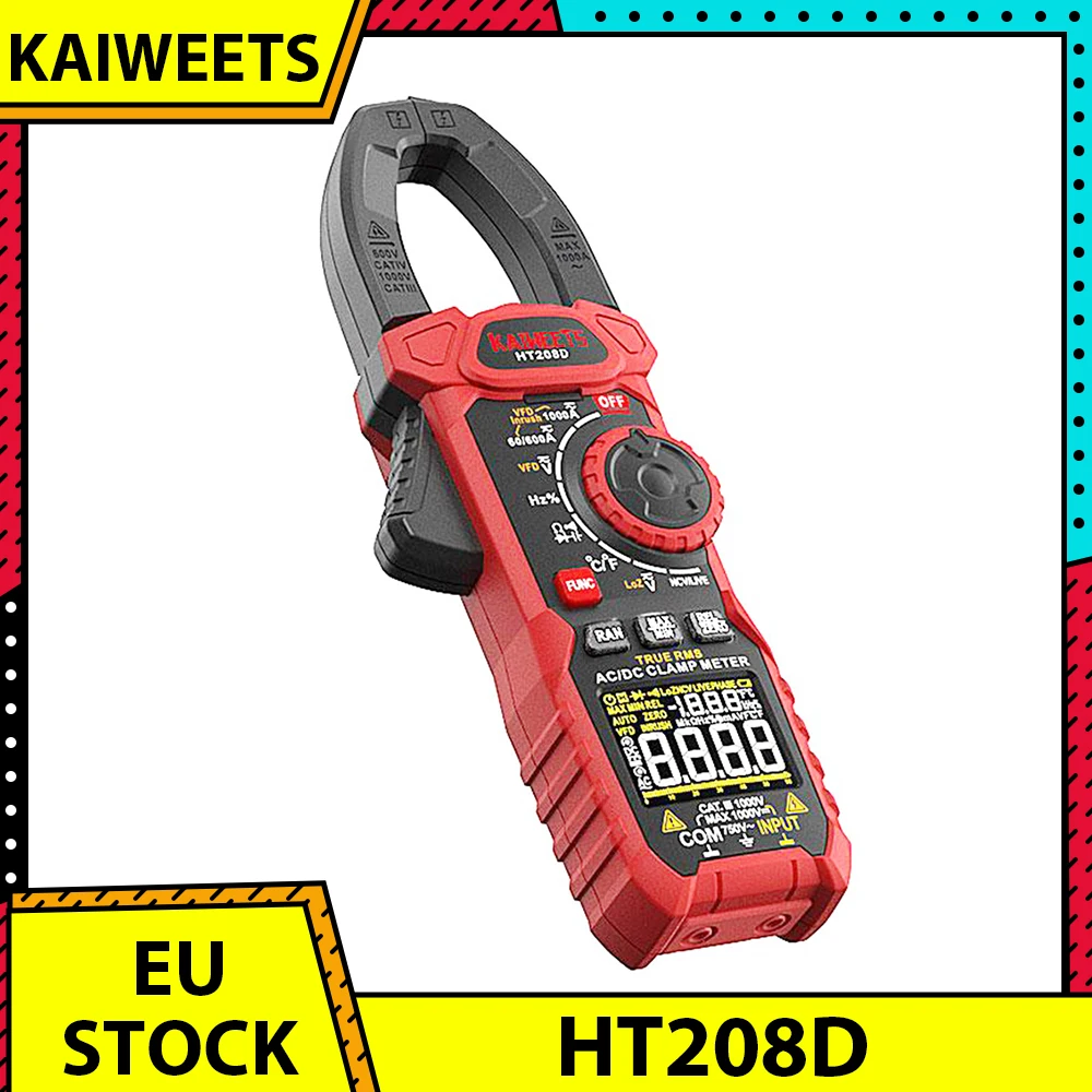 Kaiweets Ht208D Pinza Amperometrica Inrush, Sensore Ncv, Tester Per Prese Elettriche Gfci, Capacità Di Test Del Filo Vuoto E Del Filo Vivo Ncv