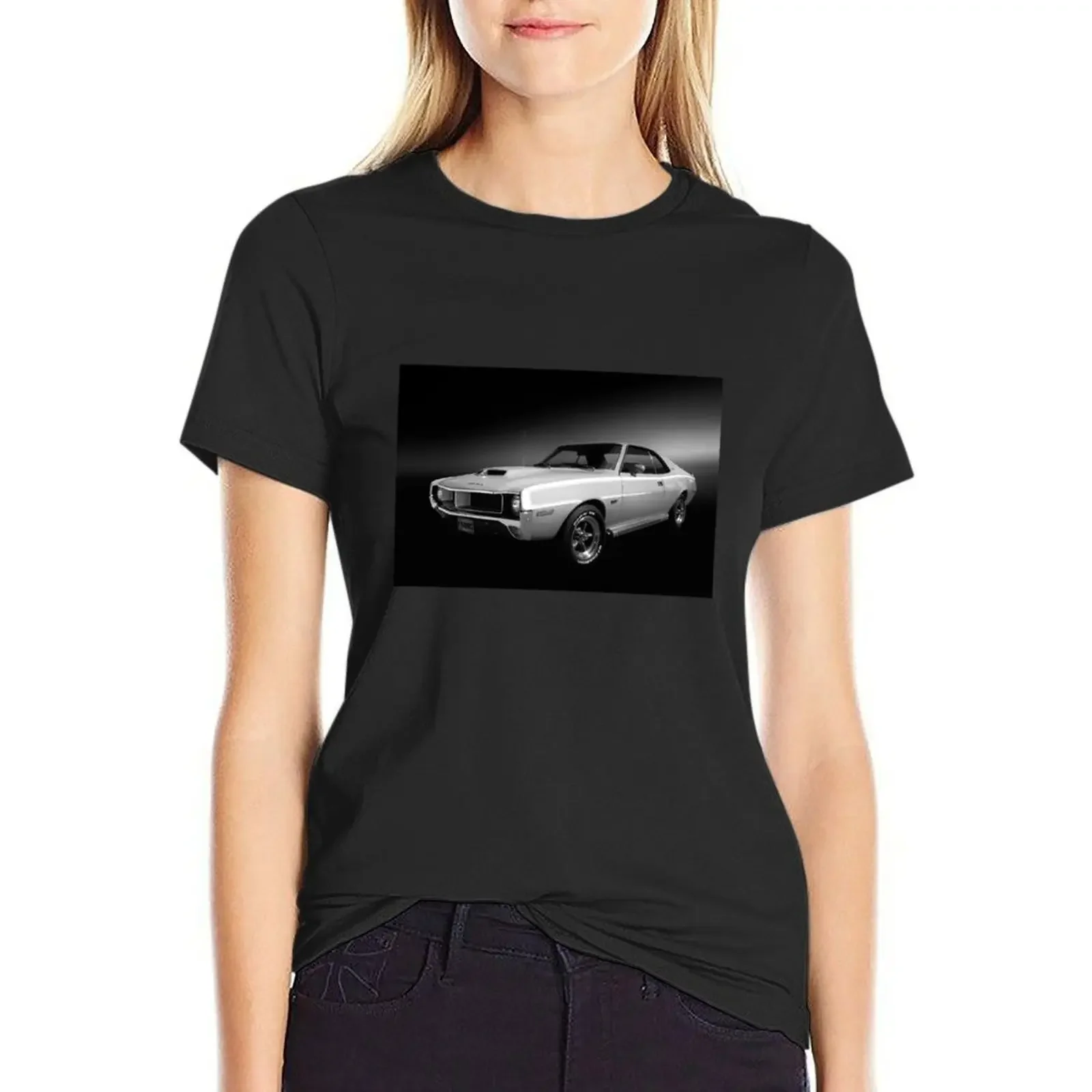 

1970 AMC Javelin SST B/W T-Shirt anime clothes vintage clothes funny Women's tee shirt