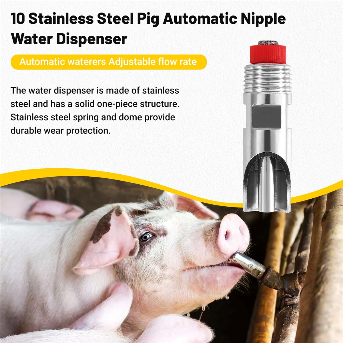 Pig Automatic Nipple Water Dispenser Automatic Water Nozzle Drinking Nipple 10 Stainless Steel nipple connector