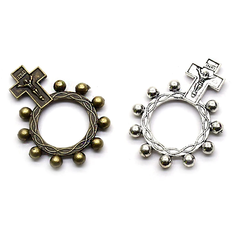 Vintage Metal Cross Rosary Ring Anello Preghiera Religious Catholic Ring Jewelry Accessries Gifts finger ring