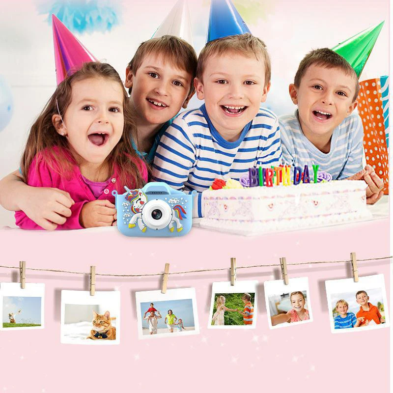 3D Cartoon Digital Camera Animal Unicorn 48MP Children Mini Camera Toy Take Pictures And Videos Play Games Dual Digital Camera,Wooden Camera Toys