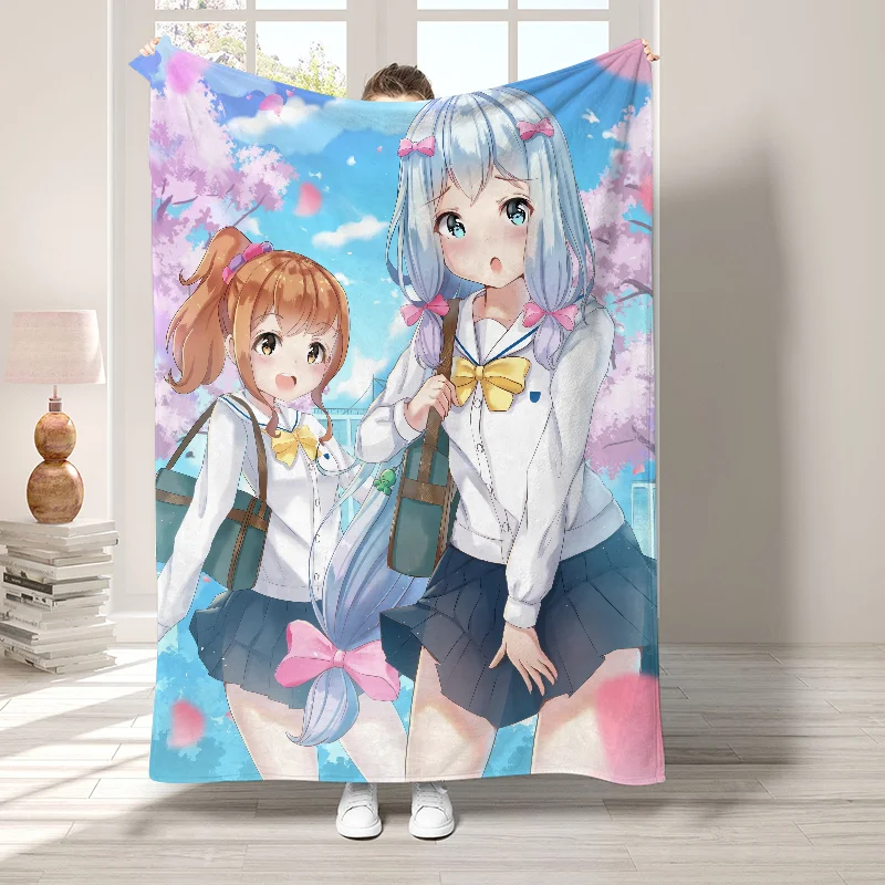 E-Eromanga Sensei 귀여운 담요, 소파 장 푹신하고 부드러운 담요, 침대 위 침대보, 보호 홈 데코, 양털 낮잠 던지기