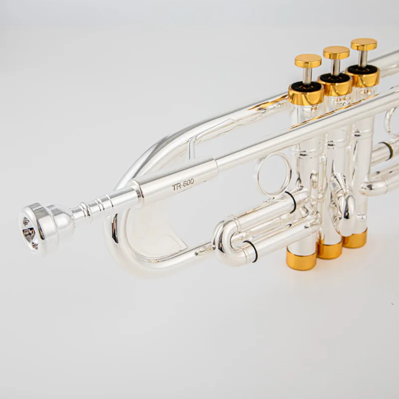 New TR600 Stradivarius Bb Trumpet silver plated musical instrument New Trumpet mouthpiece professional grade