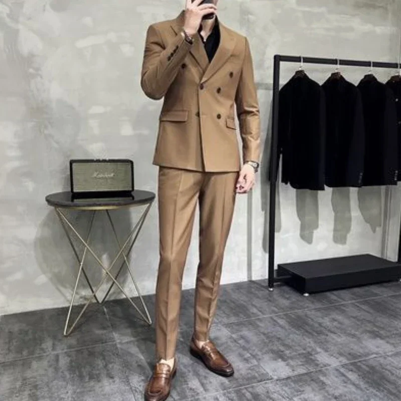 thumbnail image 1 of Traje completo para hombre, tendencias, trajes, blazer, alta calidad, 2024, conjunto de traje de 2 piezas, para hombre, corte entallado, elegante, pantalones de ceremonia, caballero, 1 of 5