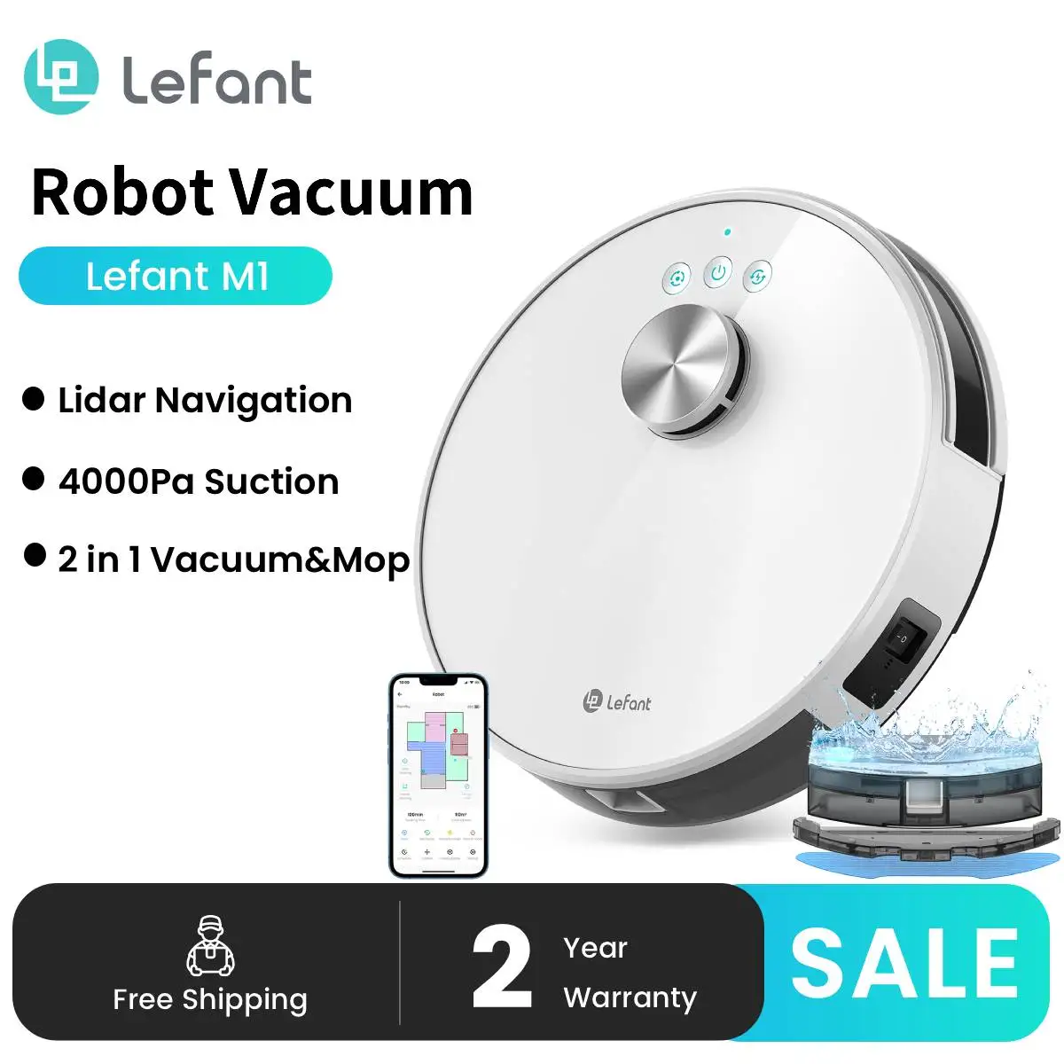Lefant M1 LDS Robot Vacuum Cleaner with Multi Plane Mapping, 4000Pa Suction,Schedule, App/Alexa Control, for Pet Hair 1