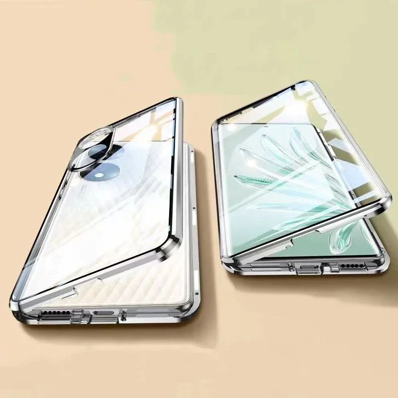 Double-Sided Magnetic Glass Phone Case with 360° Full Protection and Anti-Peeping Feature