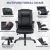 High Back Executive Office Chair  Ergonomic Home Computer Desk Leather Chair with Padded Flip up Arms Adjustable Tilt Lock 5