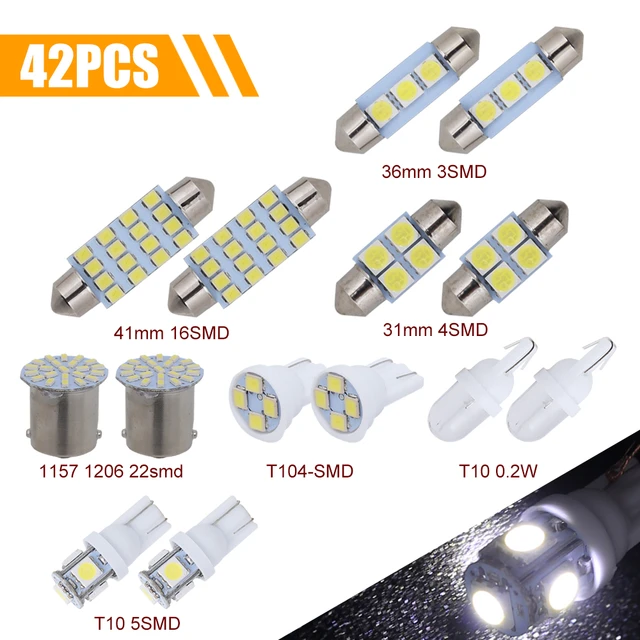 Kit d'éclairage intérieur LED pour voiture, 6000K, 12V, T10, 168, 2825,  W5W, 921, carte de véhicule, breton, porte, planificateur de coffre, ampoule  de plaque - AliExpress