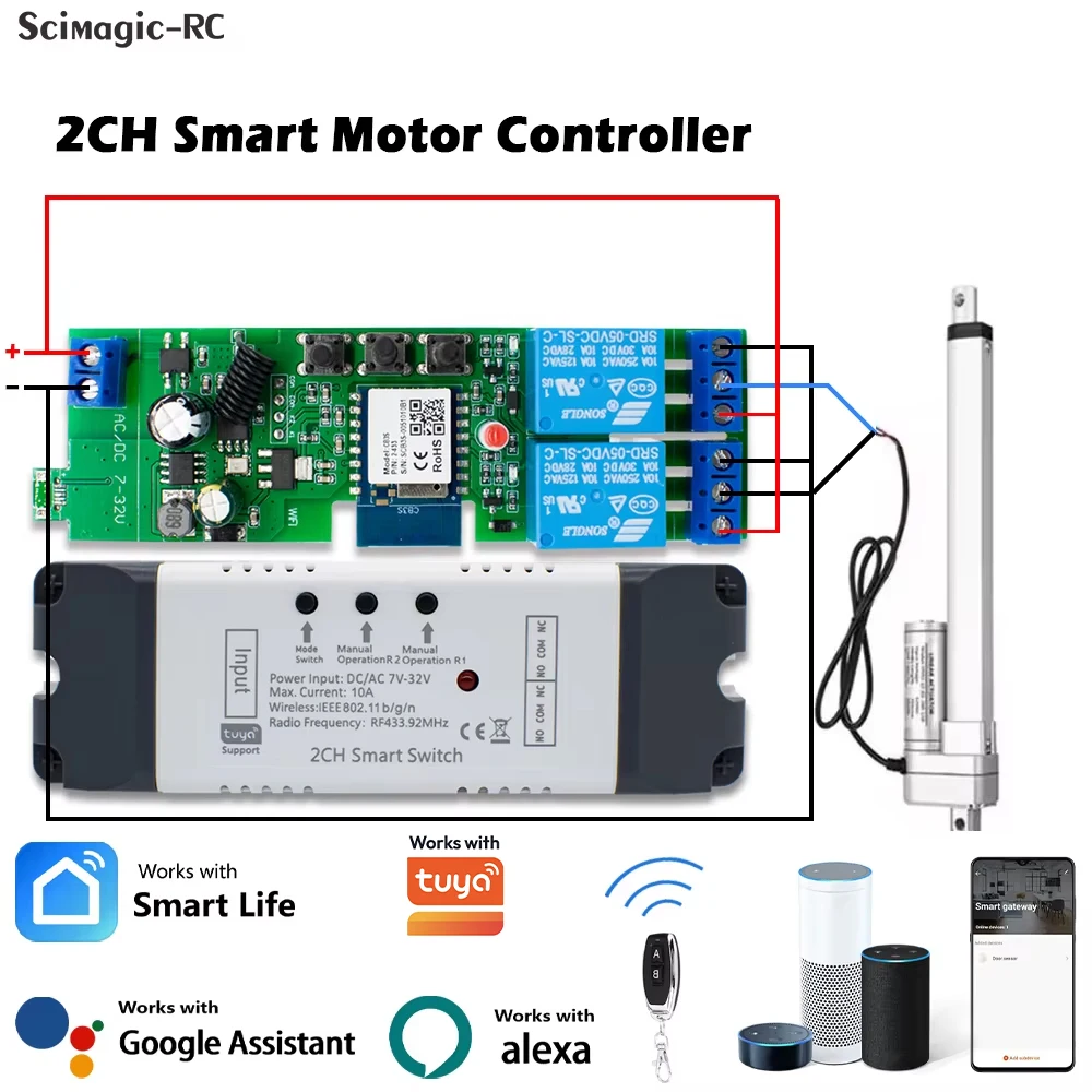 Smart WiFi Relay Switch with Timer & Dry Contact Control – Voice Assistant Compatible