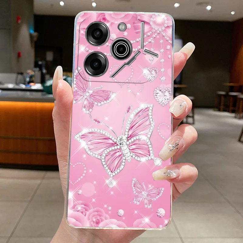 Luxury Butterfly Flowers Transparent Soft TPU Phone Case