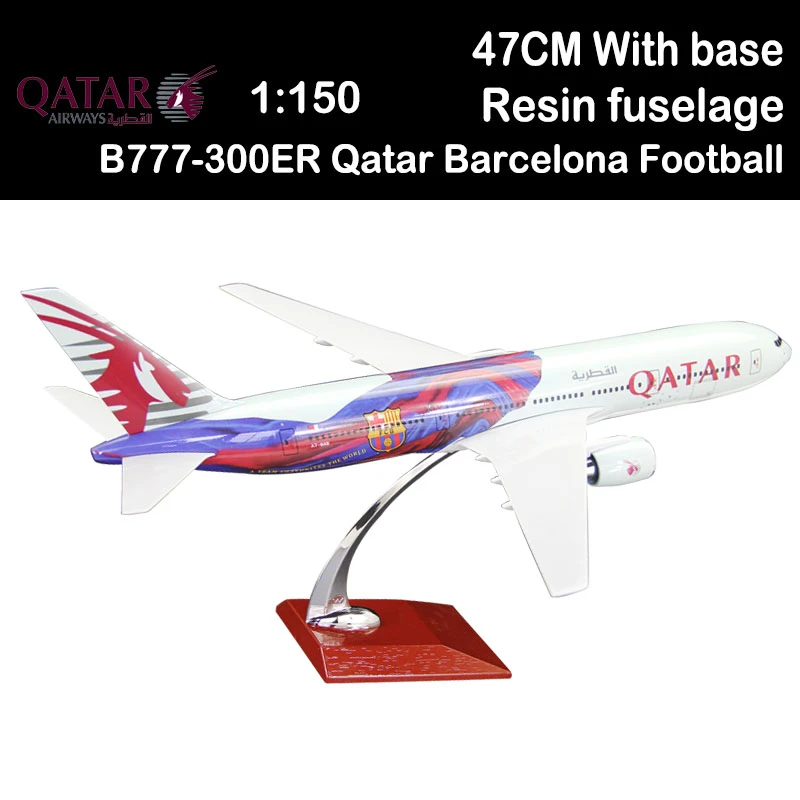 1 150 47センチメートルボーイングb777 300erカタール航空航空会社バルセロナサッカー塗装旅客機航空おもちゃ飛行機ギフト樹脂コレクション ダイキャスト 車のオモチャ Aliexpress