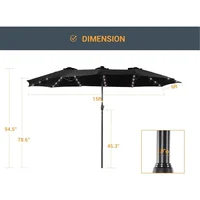 Patio Umbrella 15x9FT LED Double-sided with UPF50+ and Wind-Resistant Design, (No Base), Effortless Operation Outdoor Umbrella 2