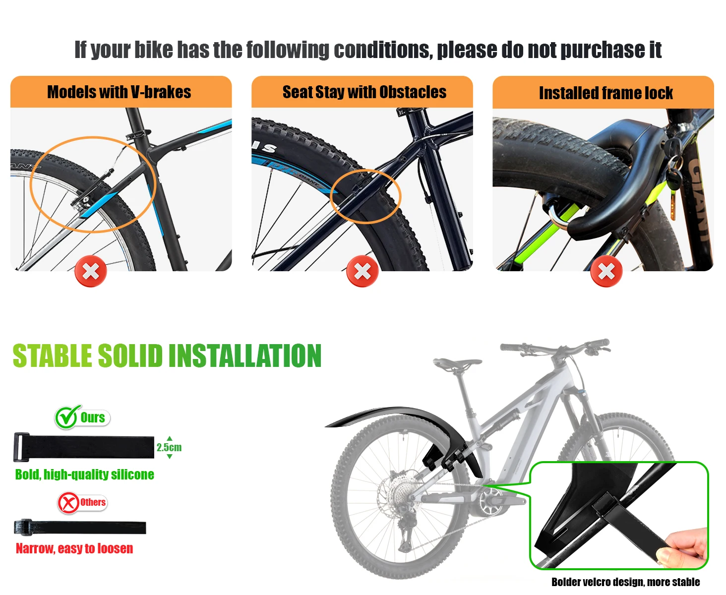 RBRL Vollständiger Hinterrad-Schutzblech Spritzschutz für 27,5 29 Zoll MTB E-Bike Schnellverschluss-Schutzblech für Fahrradschutz – Detail 2