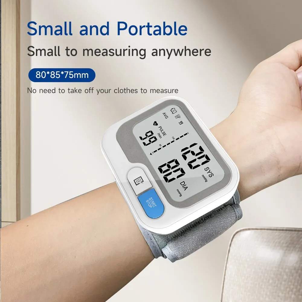 Blood Pressure Monitor Blood Pressure Meter Automatic Digital Wrist Blood Pressure Monitor Sphygmomanometer Tonometer Tensiometer Heart Rate Pulse Meter BP Monitor