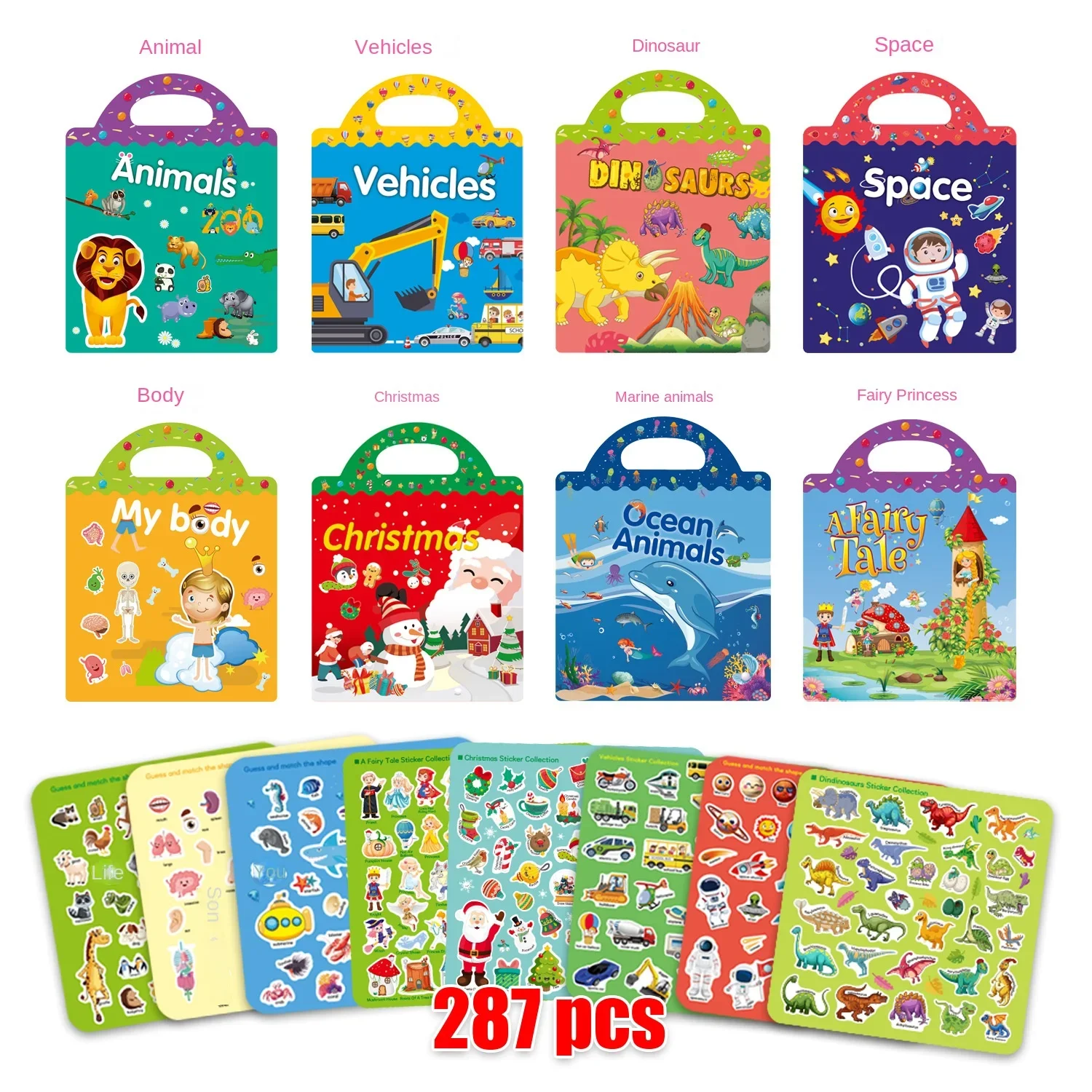 

Kids Early Education Scene Stickers DIY Hand-on Puzzle Sticker Books Reusable Cartoon Animal Learning Cognition Toys Gift