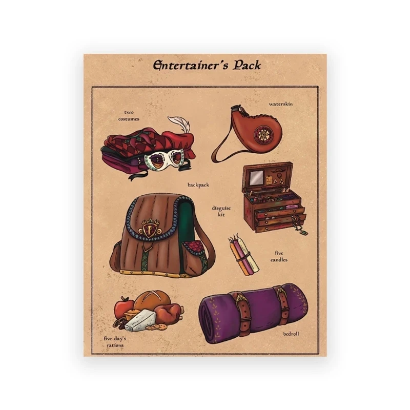 thumbnail image 1 of Impresiones de D&D Thief's Pack, artículos de fantasía para regalo de DnD, pinturas en lienzo, carteles, arte de pícaro, ladrón, guardabosques, decoración de mazmorras y dragones, 1 of 5