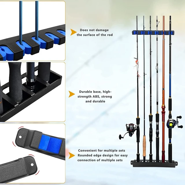 Fishing Rod Rack Vertical Holder Horizontal Wall Mount Boat Pole Stand  Storage 