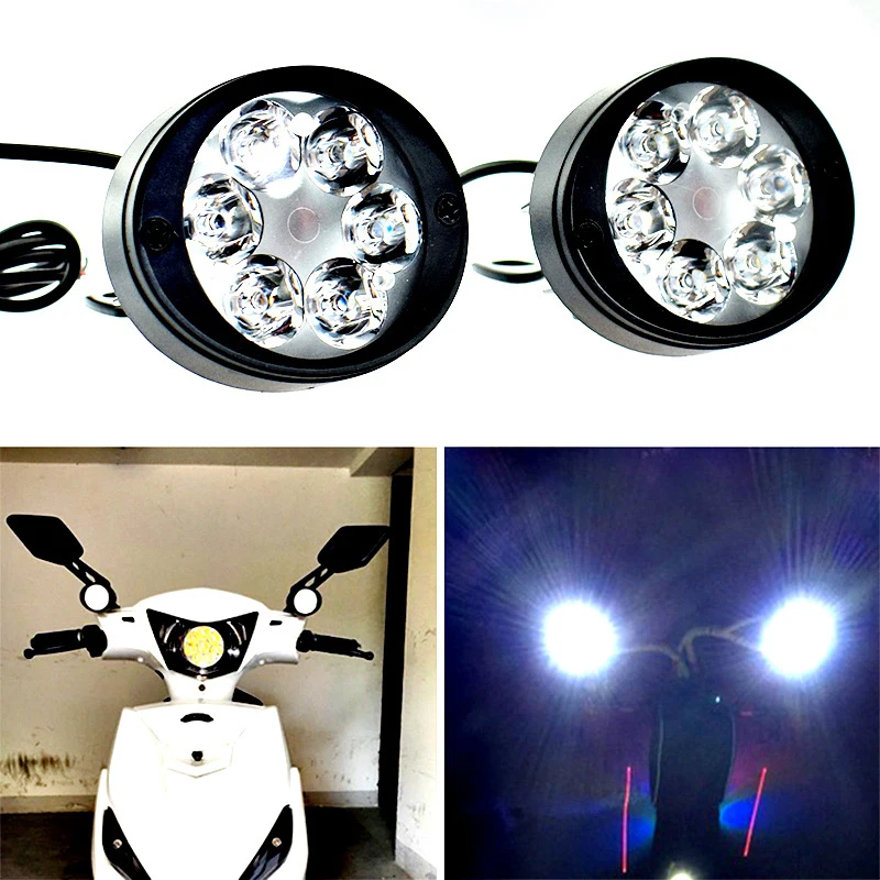 

2Pcs Motorcycle Headlight Fog Driving Lights Front Head Lamp 6 Led 12v-85v 10w 3000LM Motorbikes Rear View Mirror Spotlights