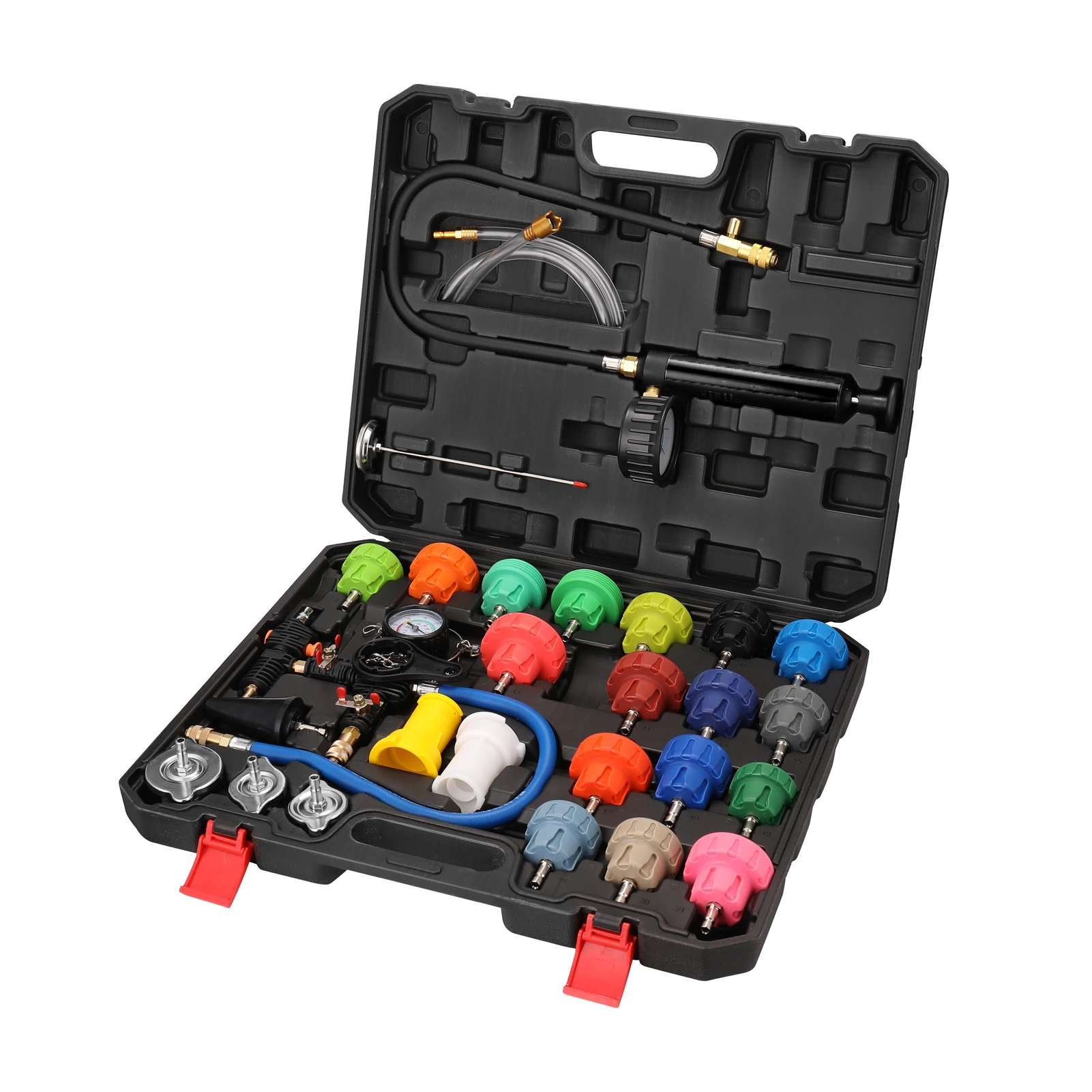 28 個/34 個ラジエーター圧力テスターキット自動車真空冷却システム詰め替えキットリーク検出ツール冷却水圧力計