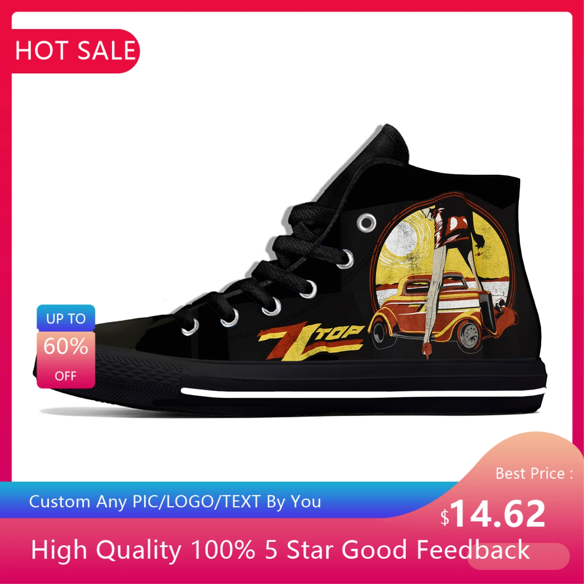 

Высокие кроссовки Zz Top для мужчин и женщин, винтажные, повседневная холщовая обувь для подростков, дышащая легкая обувь для бега с 3D принтом