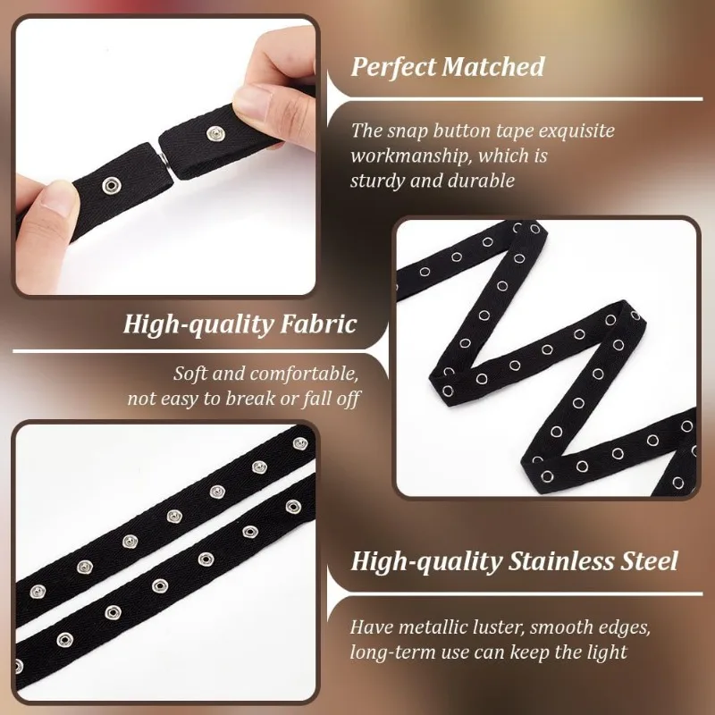 Yalulu Ruban à Bouton-pression En Coton Pour Couture De