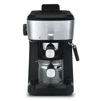 4-Shot Steam Espresso, Cappuccino, and Latte Maker with Frothing Wand, Black, New 1